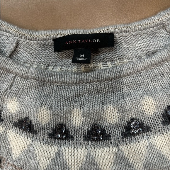 Ann Taylor Gray and Cream Patterned Sweater - Picture 3 of 4